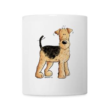 Happy Airedale Terrier I Hunde Comic - Tasse - Weiß - Vorne