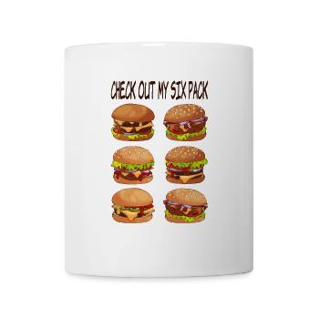 Burger Six Pack Fast Food Essen Lustig Geschenk - Tasse - Weiß - Vorne