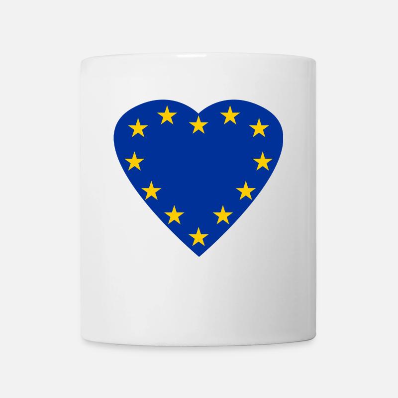 Étoiles de l'UE en forme de cœur Europe Union européenne - Mug blanc - blanc