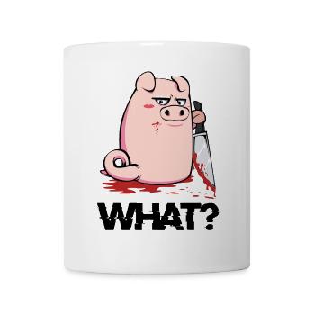 Blutiger Messer-Pig mit schwarzem Humor - Tasse - Weiß - Vorne