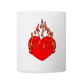 Coeur ardent valentine feu flamme romantique - Mug blanc - blanc - Devant