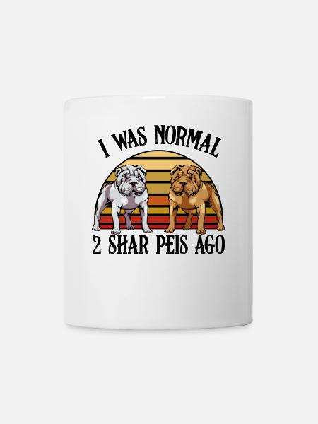 Duos de bouledogues dans le soleil retro au coucher de Shar Pei - Mug blanc - blanc