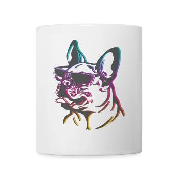 French Bulldog Neon Frenchie Sunglasses Line Art - Mug - white - Front