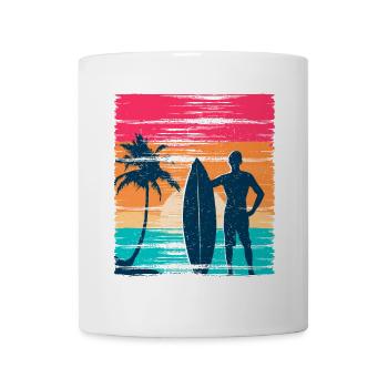 Surfeur Sunset Rétro - Mug blanc - blanc - Devant