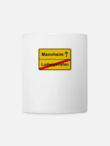 Mannheim Mannem MA anti Ludwigshafen Ortsschild - Tasse - Weiß