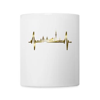 Hamburg Skyline Herzschlag Hamburger Hafen Gold - Tasse - Weiß - Vorne