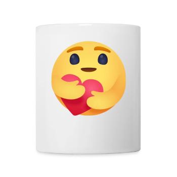 Caring Emoji Umarmungen Herz Lustiges Gesicht - Tasse - Weiß - Vorne