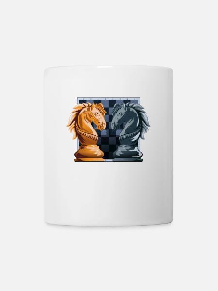 Schach Schachfigur König Springer Spruch Geschenk - Tasse - Weiß