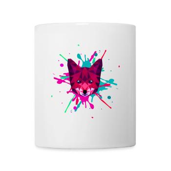 Fuchskopf mit Farbklecksen im Hintergund - Tasse - Weiß - Vorne