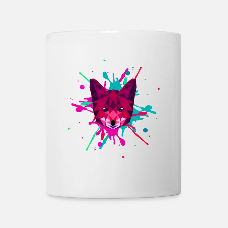 Fox head with splashes of paint in the background - Mug - white