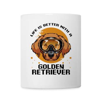 Hund Golden Retriever Taucher mit orangenem Kreis - Tasse - Weiß - Vorne