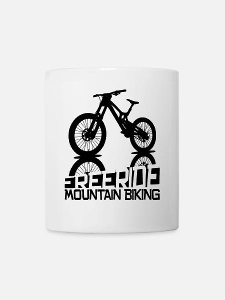 Freeride Mountainbike Silhouette - Tasse - Weiß