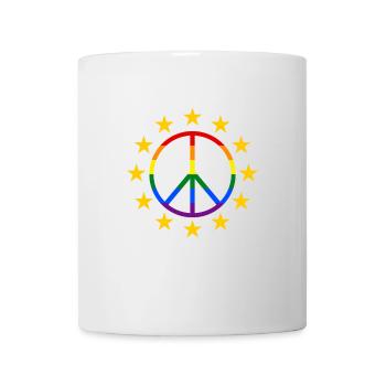 Europe UE étoile signe de paix arc-en-ciel - Mug blanc - blanc - Devant