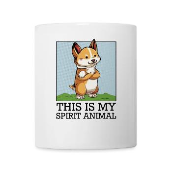 Selbstbewusster Corgi auf Grün - Tasse - Weiß - Vorne