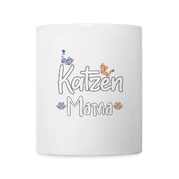 Katzen Mama Schriftzug mit Katzenmotiven - Tasse - Weiß - Vorne
