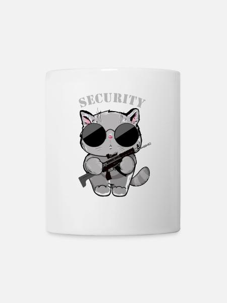 Katzen-Sicherheitsagent mit Waffe - Tasse - Weiß