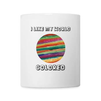 J'aime mon monde coloré - Mug blanc - blanc - Devant