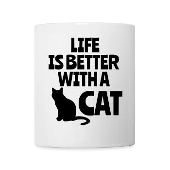 Das Leben ist besser mit einer Katze, Katzen, Tieren # - Tasse - Weiß - Vorne