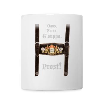 Lederhosen Bavarois, Santé, Costume traditionnel, Bière, Humour - Mug blanc - blanc - Devant