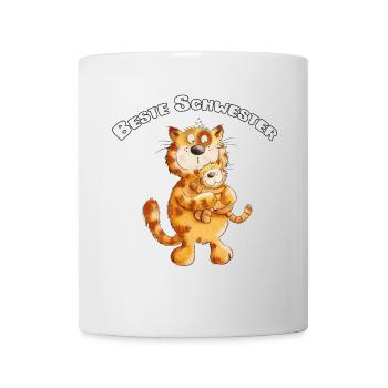 Beste Schwester Katze I Geschwister Katzen - Tasse - Weiß - Vorne