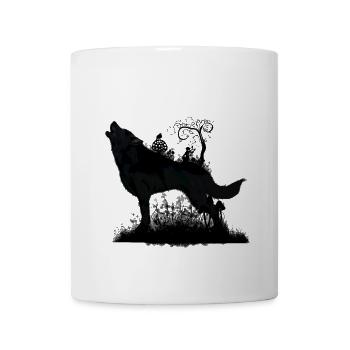 Loup renversant avec la fée dans la nuit - Mug blanc - blanc - Devant