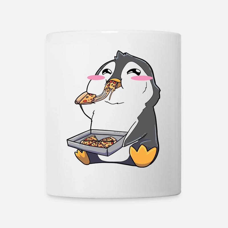 Lustiger Pinguin Pizza - Tasse - Weiß