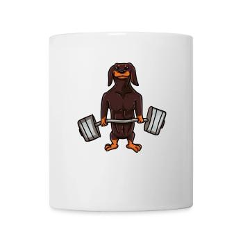Starker Dackel für Bodybuilding-Fans – Muskelpower - Tasse - Weiß - Vorne