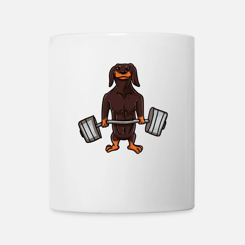 Cadeau de musculation teckel pour les propriétaires de teckel - Mug blanc - blanc