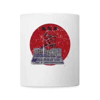 Vintage Japan Synthesizer Cat Analog Synth Retro - Mug - white - Front