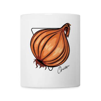 Orangen Zwiebel Vektorkunst - Tasse - Weiß - Vorne