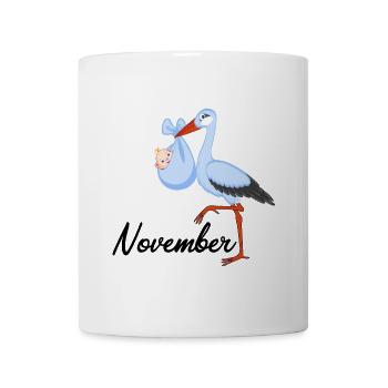 Schwanger Storch Baby kommt im November Geburt - Tasse - Weiß - Vorne