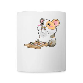 Lustiges Meerschweinchen isst Sushi - Tasse - Weiß - Vorne