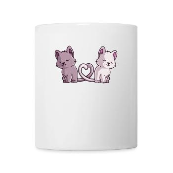 Katzenliebe – Zwei Herzen, Ein Schweif - Tasse - Weiß - Vorne