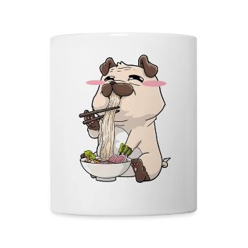 Carlin mange des ramen - Mug blanc - blanc - Devant