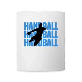 Handball Silhouette Neon Blau - Tasse - Weiß - Vorne