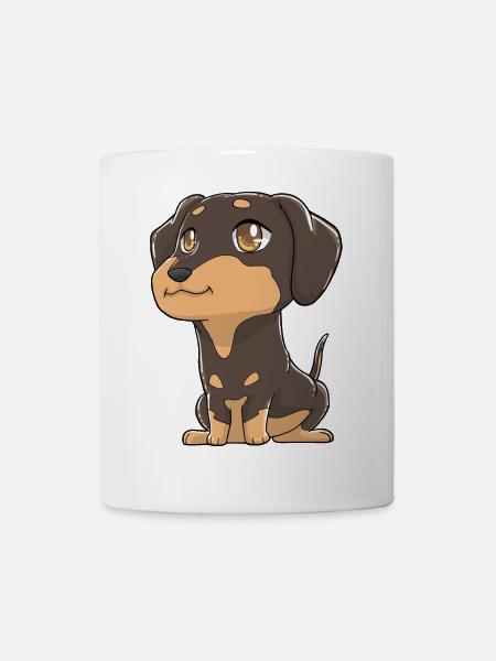 Niedlicher Dackel Kawaii - Tasse - Weiß