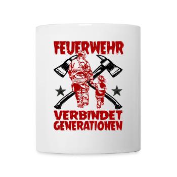 Feuerwehr Großfamilie Papa und Sohn - Tasse - Weiß - Vorne