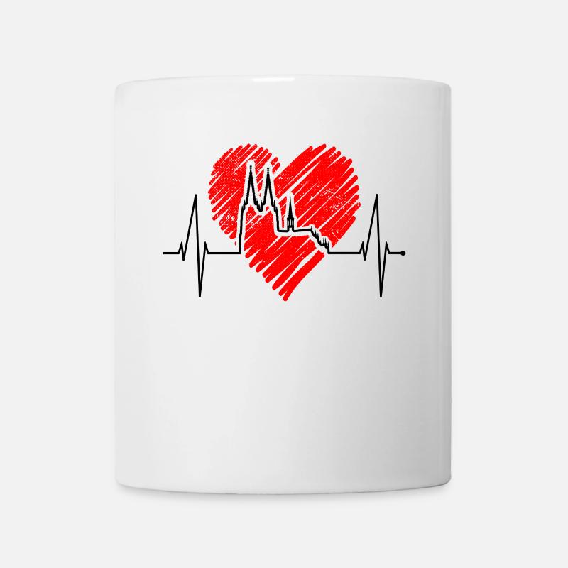 Köln Skyline Herzschlag Herz Liebe Kölsch Kölner - Tasse - Weiß