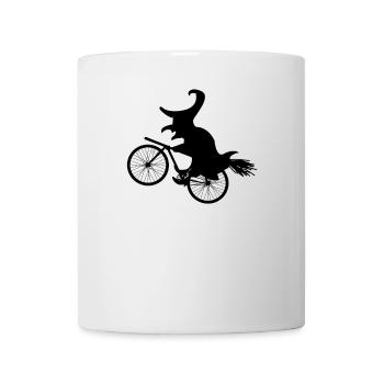 Biker witch Halloween bike with broom bike tour - Mug - white - Front
