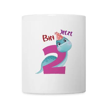 Verspielter Dino mit Geburtstagszahl 2  - Tasse - Weiß - Vorne