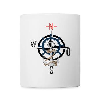 Compass anchor and steering wheel - Mug - white - Front
