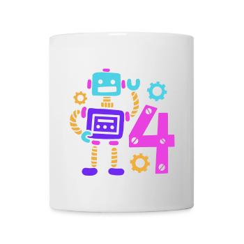 Robot 4e anniversaire 4 ans - Mug blanc - blanc - Devant