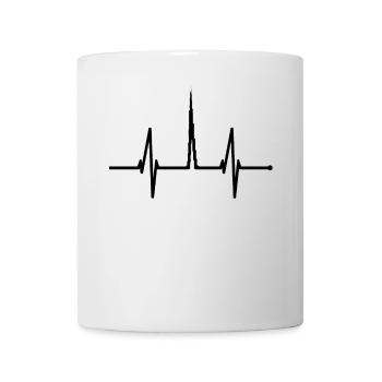 Dubai skyline heartbeat Burj Khalifa heart UAE - Mug - white - Front