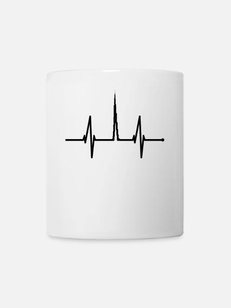 Dubai skyline heartbeat Burj Khalifa heart UAE - Mug - white