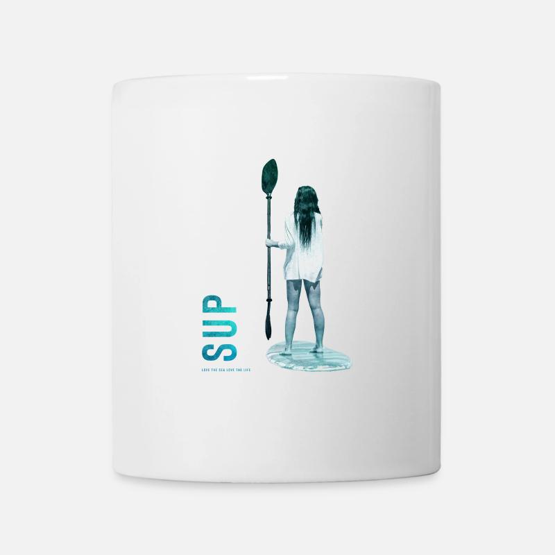 Silhouette SUP en bord de mer - Mug blanc - blanc