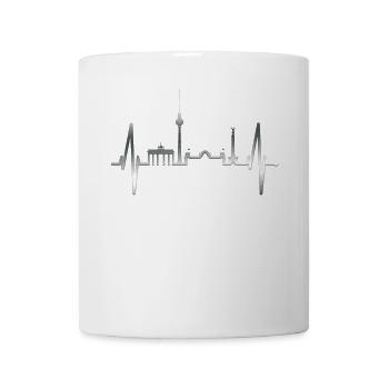 Berlin Skyline Herzschlag Herz Liebe Love Berliner - Tasse - Weiß - Vorne