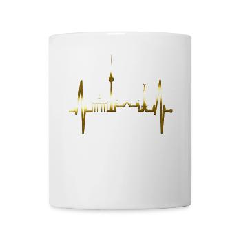 Berlin Skyline Herzschlag Gold Liebe Love Berliner - Tasse - Weiß - Vorne