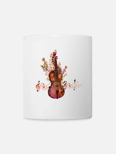 Wunderbare Geige mit Keyboard und Flamme - Tasse - Weiß