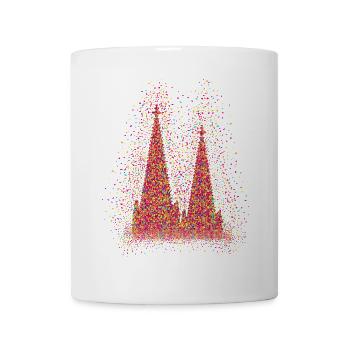 Confettis de la cathédrale de Cologne dans le coeur coeur de carnaval Cologne - Mug blanc - blanc - Devant