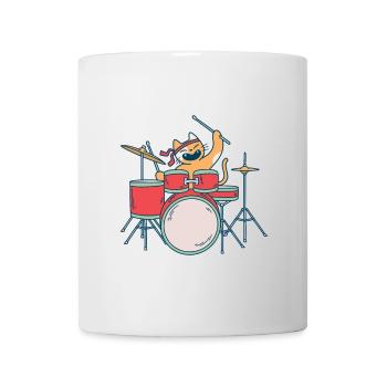 Katze Katzen Musik Cat Drummer Schlagzeug Band - Tasse - Weiß - Vorne